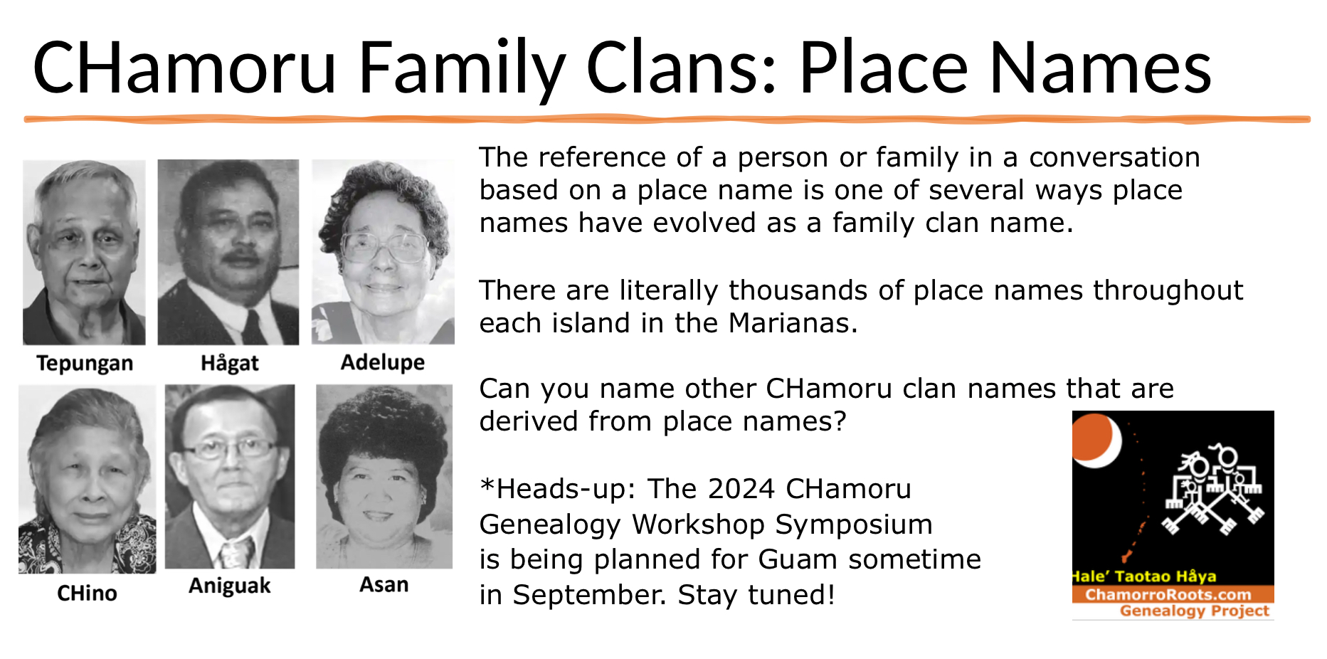 CHamoru Clan Name based on Place Names