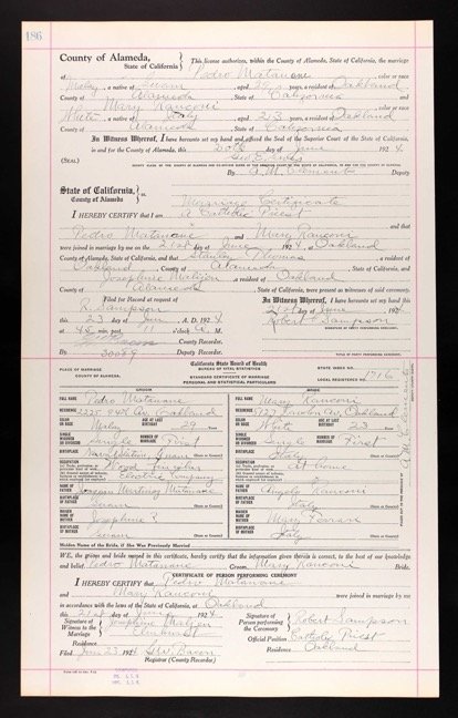 1924 Marriage Certificate